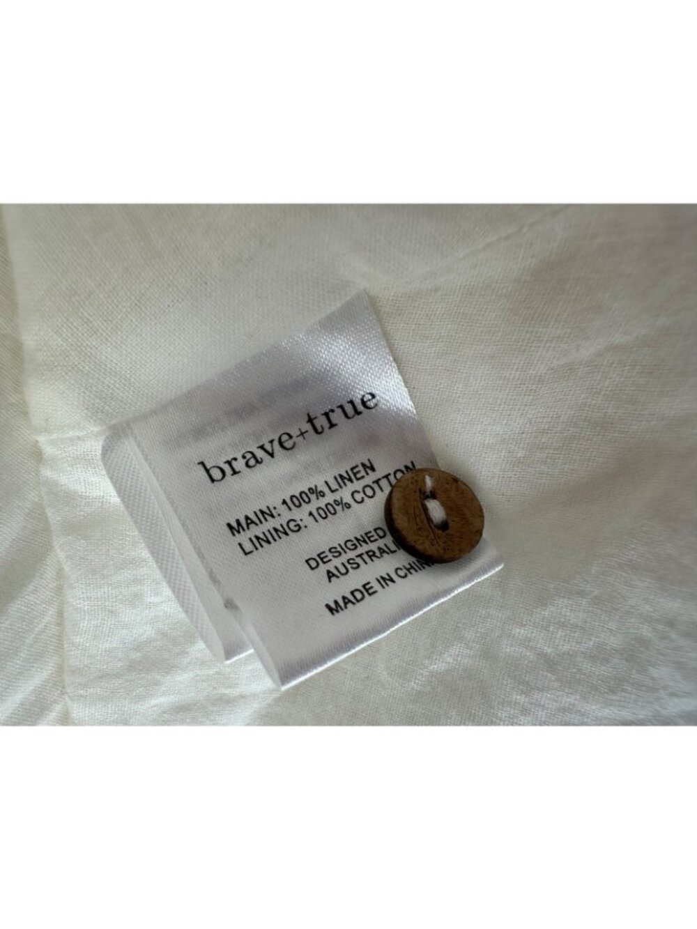 Sundance Brave + True “Clarity” White Linen Dress Women's Medium Pockets Coastal - Picture 10 of 11